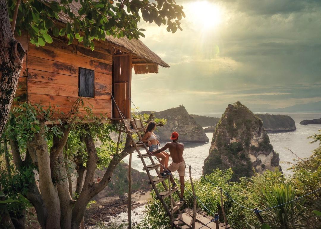 Breathtaking view from Rumah Pohon Treehouse, a unique Bali Trip experience in Nusa Penida, Bali, Indonesia.